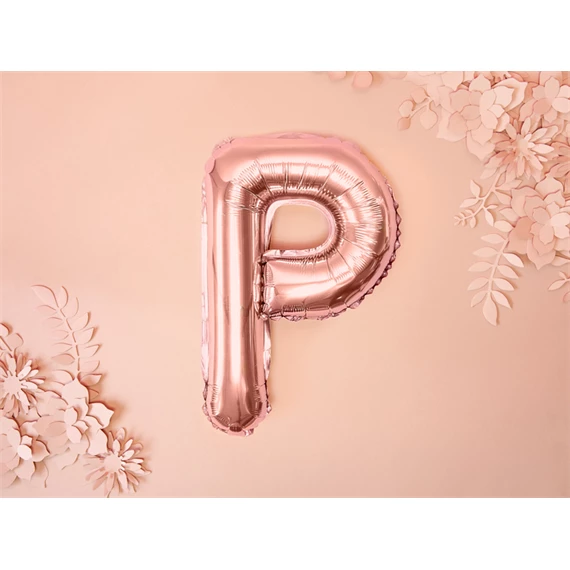 Lufi p betű fólia 35 cm rózsaarany