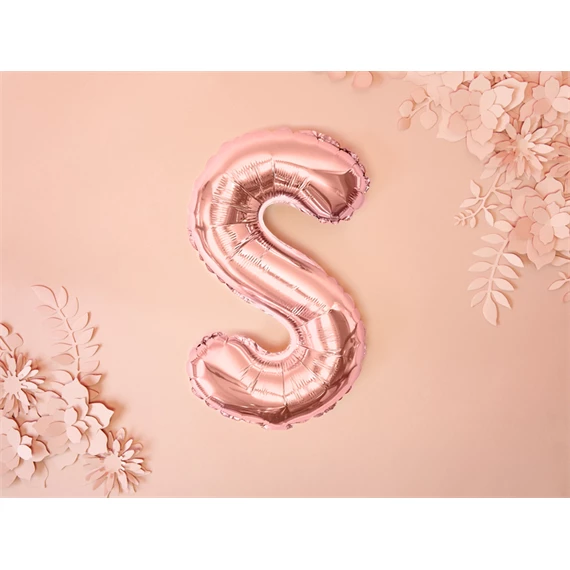Lufi s betű fólia 35 cm rózsaarany