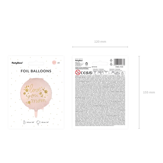 Lufi szeretlek anya fólia 45 cm rózsaszín