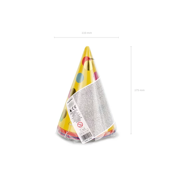 Party kalapok pöttyös, mix, 16 cm S/6