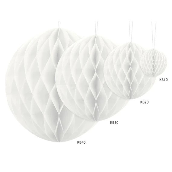 Méhsejt dekor lampion gömb papír 20cm fehér