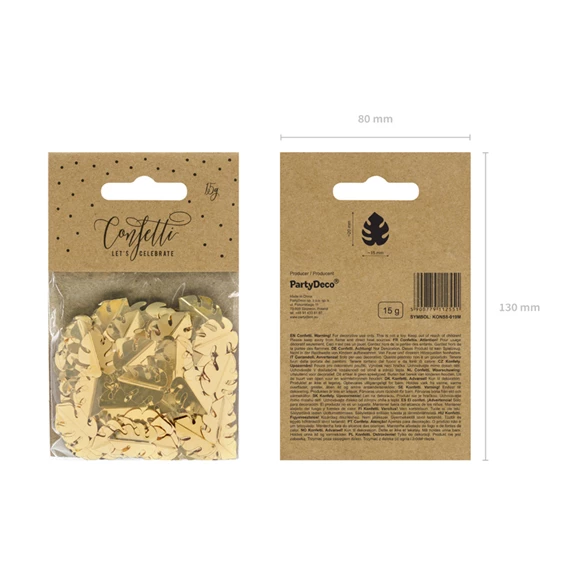 Metál konfetti levelek arany 15 g