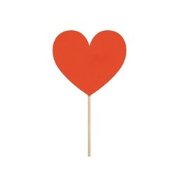 Muffin díszítő készlet szív papír, fa 11 cm piros S/6