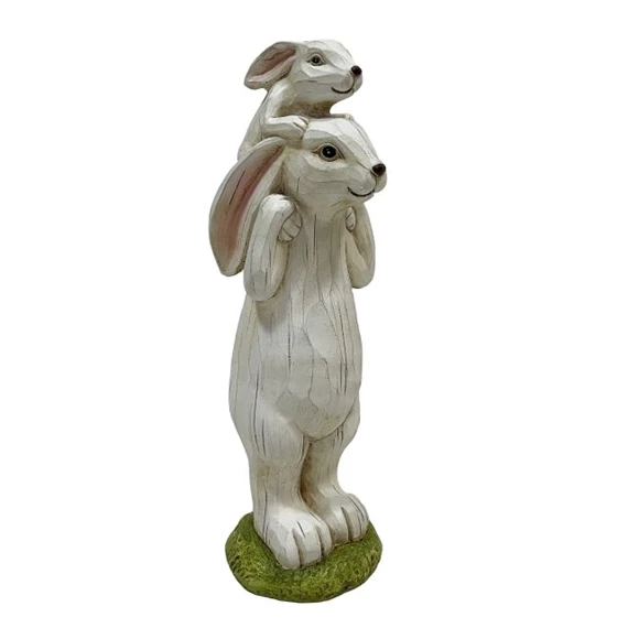 Nyúl kisnyúllal álló 17,5x15x48 cm
