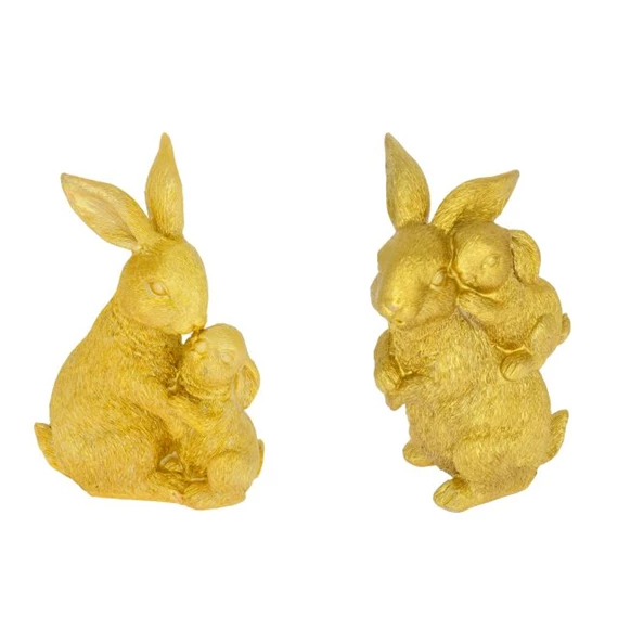 Nyúl kisnyúllal álló, ülő 11x6x16 cm 2 féle