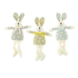 Nyúl virágmintás ruhában, lógólábú 18 cm 3 féle