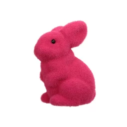 Nyúl ülő, flokkolt 9x14 cm