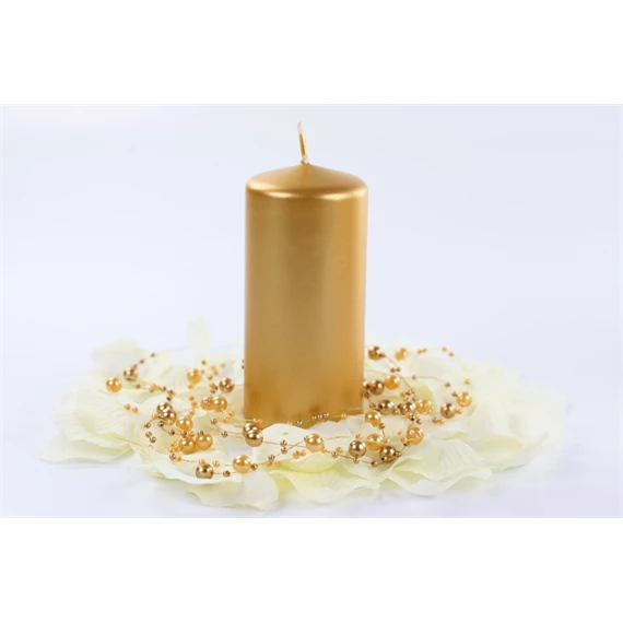 Oszlop gyertya fémes arany 12 x 6 cm S/6