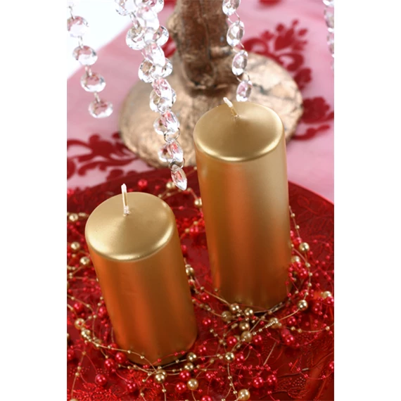 Oszlop gyertya fémes arany 15 x 6 cm S/6