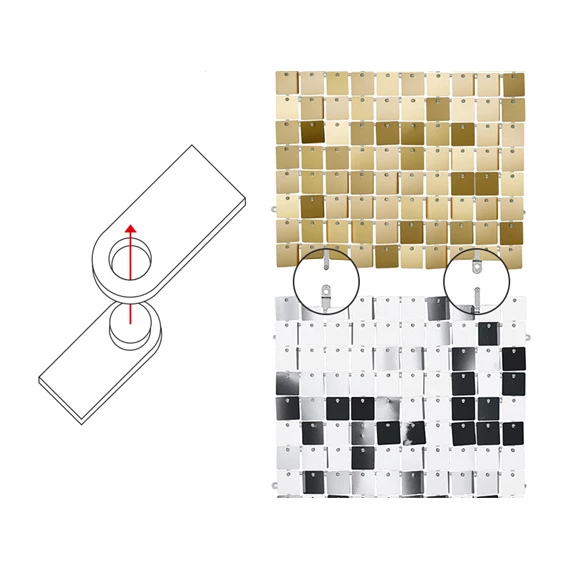 Panel flitterekkel négyzetek hideg arany 30x30 cm