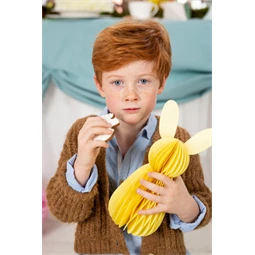 Papír dekoráció méhsejt nyuszi sárga 30 cm