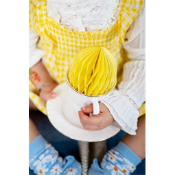 Papír dekoráció méhsejt tojás sárga 12 cm