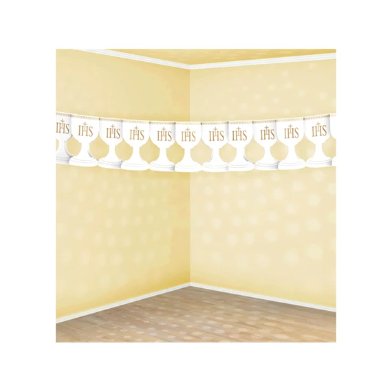 Papír girland ihs kehely fehér 3 m