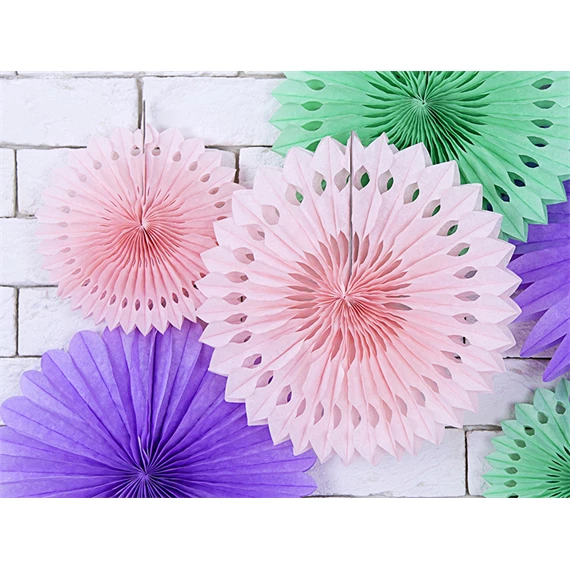 Papír legyező világos púderrózsaszín 20-30 cm S/3