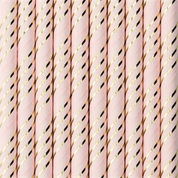 Papír szívószálak világos rózsaszín 19,5 cm S/10