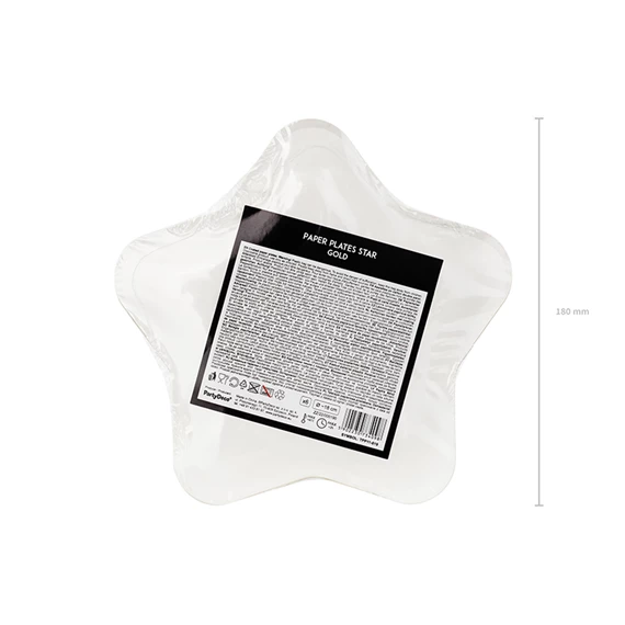 Papírtányér csillag arany 18 cm S/6