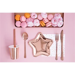 Papírtányér csillag rózsaarany 18 cm S/6