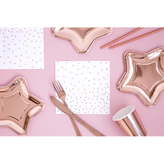 Papírtányér csillag rózsaarany 18 cm S/6