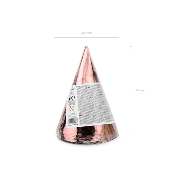 Party kalapok rózsaarany 16 cm S/6