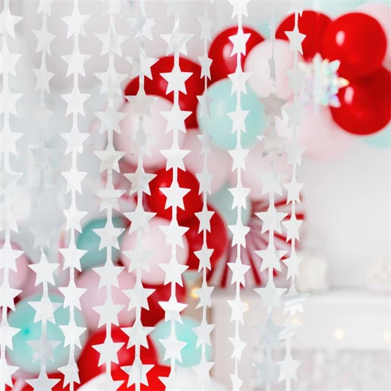 Party függöny csillag műanyag 100x245 cm ezüst