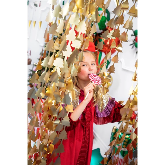 Party függöny karácsonyfák arany 100x245 cm