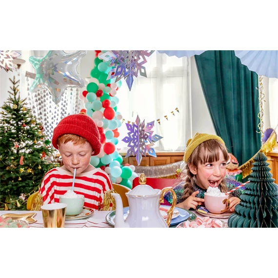 Party függöny karácsonyfák ezüst 100x245 cm