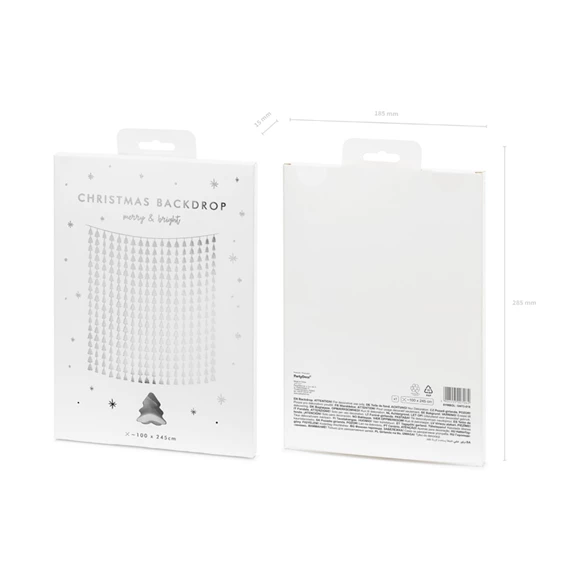 Party függöny karácsonyfák ezüst 100x245 cm