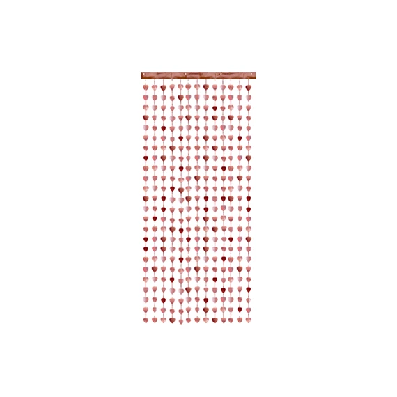 Party függöny szívekkel rózsaarany 100x245 cm