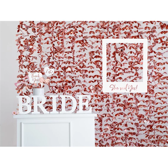 Party függöny virágokkal rózsaarany 100x210 cm