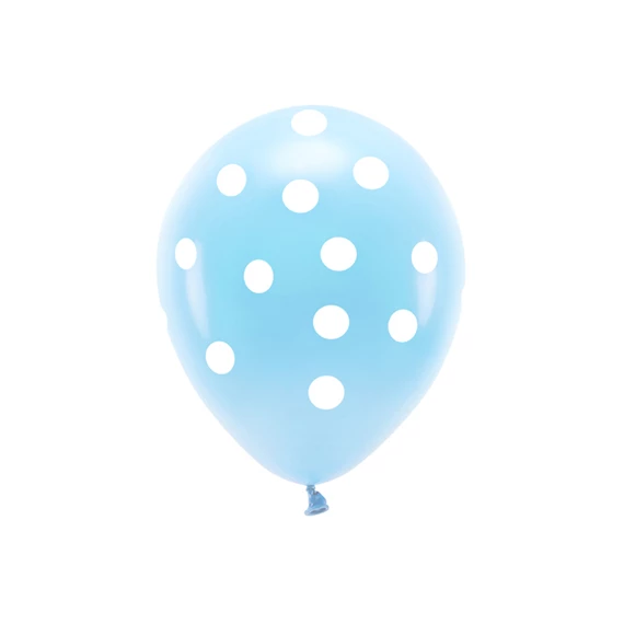 Pasztell eco lufi 33 cm pöttyös égkék S/6