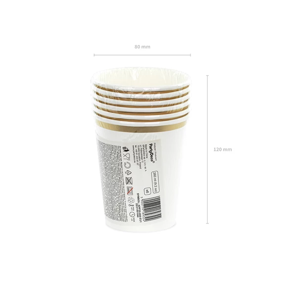 Papírpohár fehér 260 ml S/6