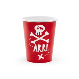 Papírpohár kalóz parti, piros, 220 ml S/6