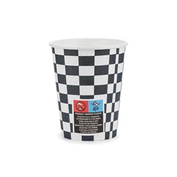 Papír poharak kockás zászló, 220 ml, mix S/6