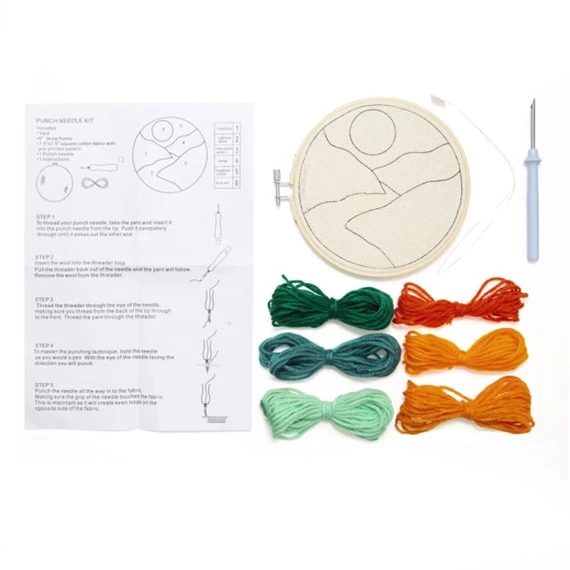 Punch Needle hímzőtoll készlet, tájkép 18 cm