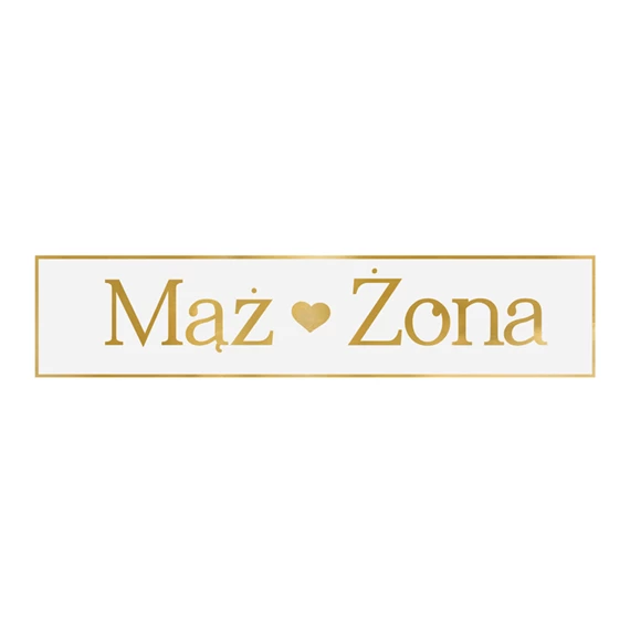 Rendszámtábla mąż - żona arany 59 x 11,5 cm