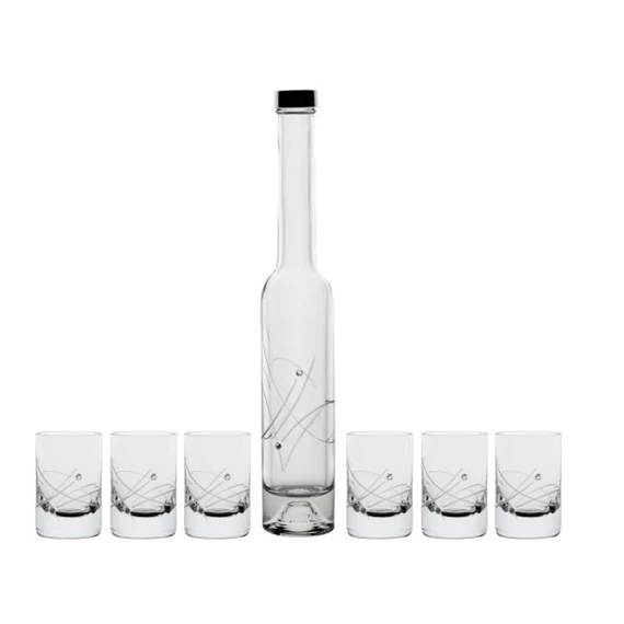 Röviditalos pohár palackkal Swarovski kristállyal 200 ml/30 ml 30,6x5,1 cm S/7