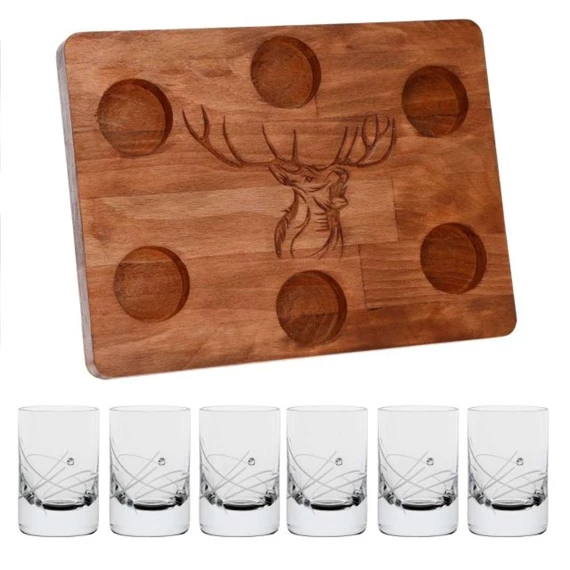 Röviditalos pohár tálcával Swarovski kristállyal 30 ml 24x18 cm S/6