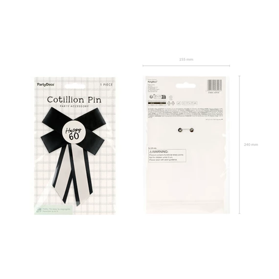 Rozetta 60. születésnapra 11x17 cm krém-fekete