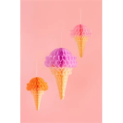 Selyempapír dekoráció fagylalt, 20-30 cm, vegyes S/3