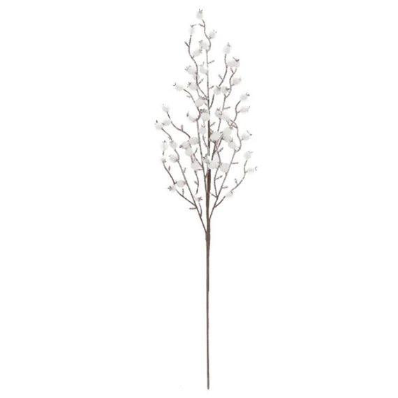 Selyemvirág ág bogyóval, havas 59 cm