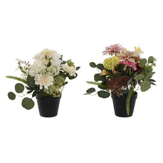 Selyemvirág csokor cserepes 28x34x33 cm 2 féle