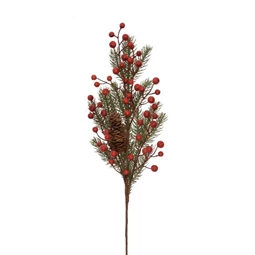 Selyemvirág fenyőág tobozzal, levéllel 60 cm