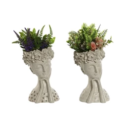 Selyemvirág női fej kaspóban 17x18x35 cm 2 féle