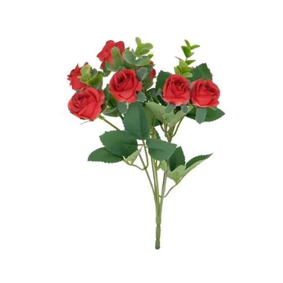 Selyemvirág Rózsacsokor Eukaliptusszal 32 cm