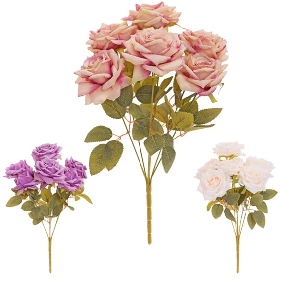 Selyemvirág rózsacsokor 43 cm 3féle