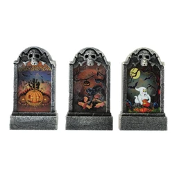 Sírkő halloween-i figurákkal, LED-es 3 féle