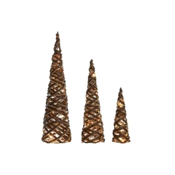 Stilizált fenyő szett LED-es 20x20x80 cm S/3