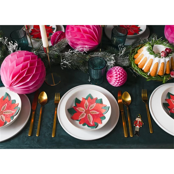 Szalvéta mikulásvirág piros, mix, 14,5x15,5 cm S/20