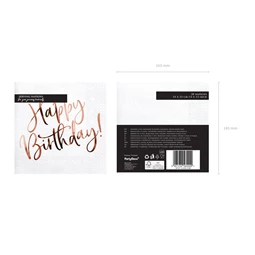 Szalvéta boldog születésnapot fehér 33x33 cm S/20