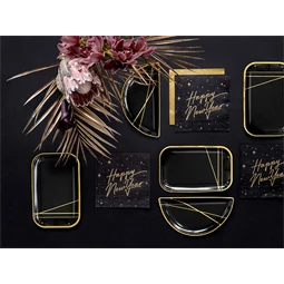 Szalvéta boldog új évet fekete 33x33 cm S/20